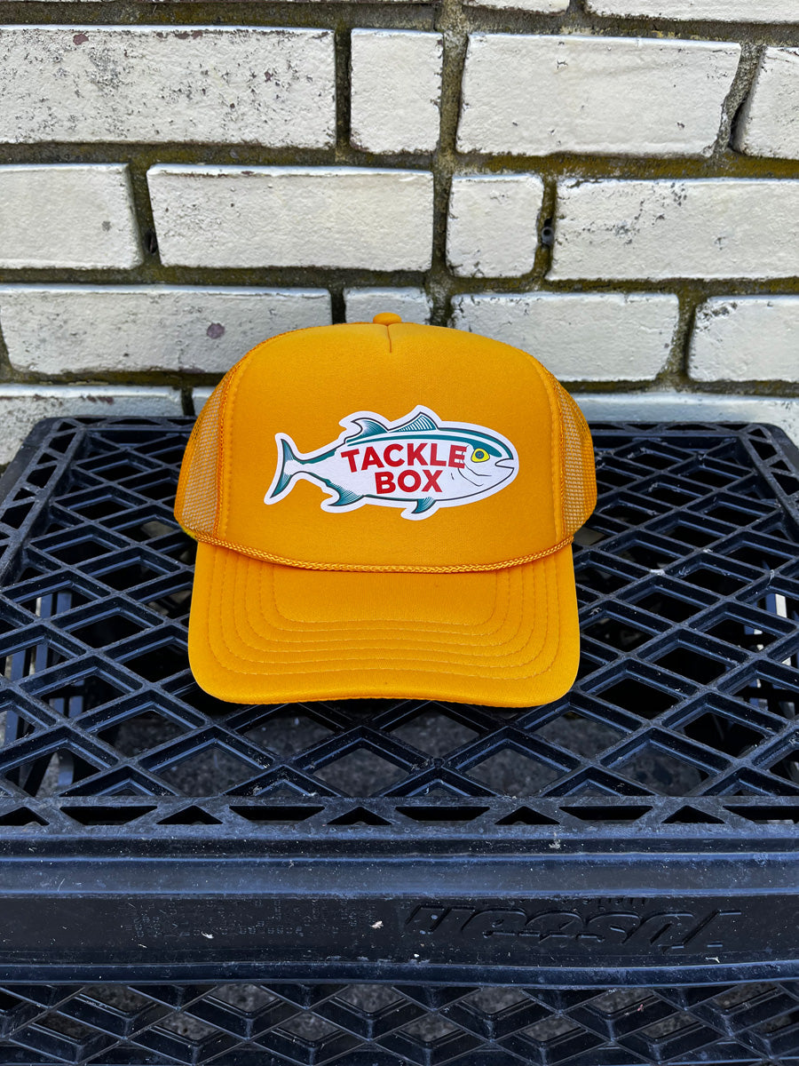 Tackle Box Retro Fish Trucker Hat - Mustard Yellow