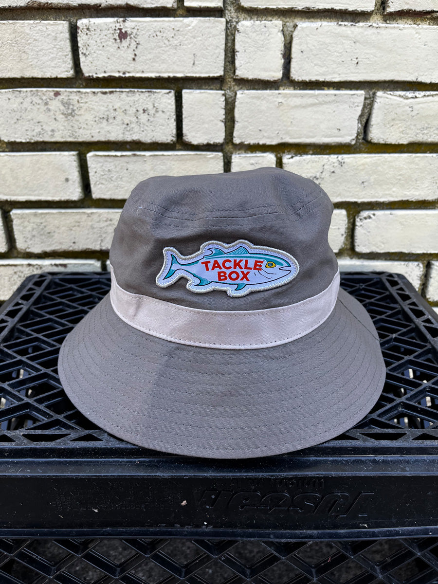 Tackle Box Retro Fish Bucket Hat - Cement Grey