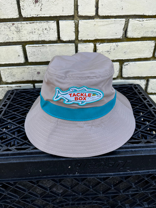 Tackle Box Retro Fish Bucket Hat - Tan / Teal