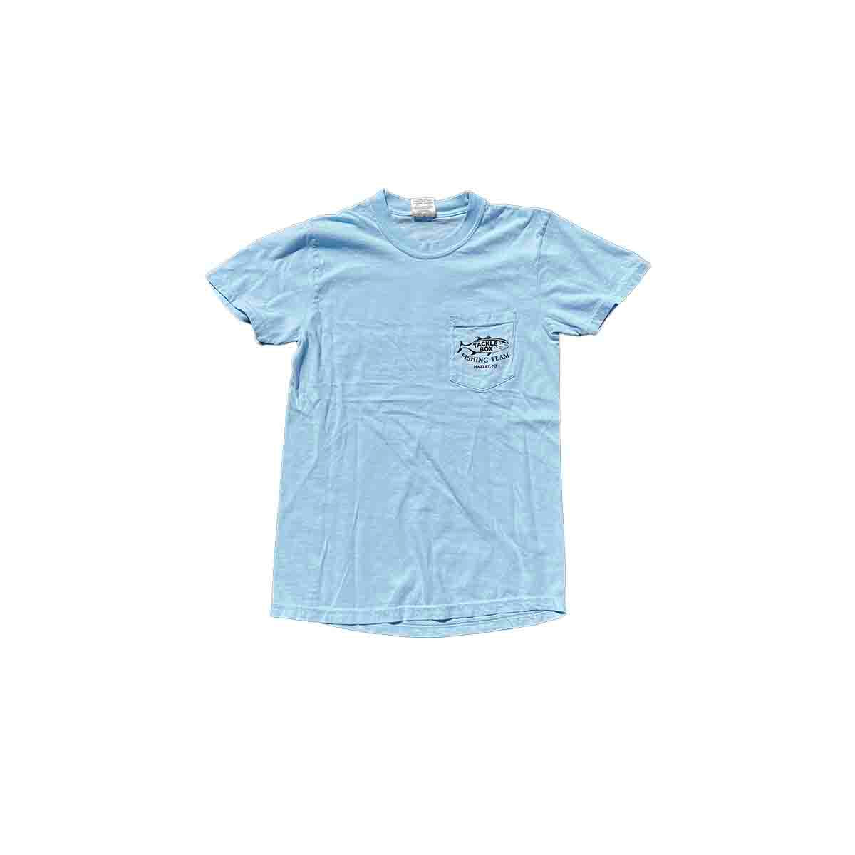 Tackle Box Pocket Tee Retro Logo - Pale Blue