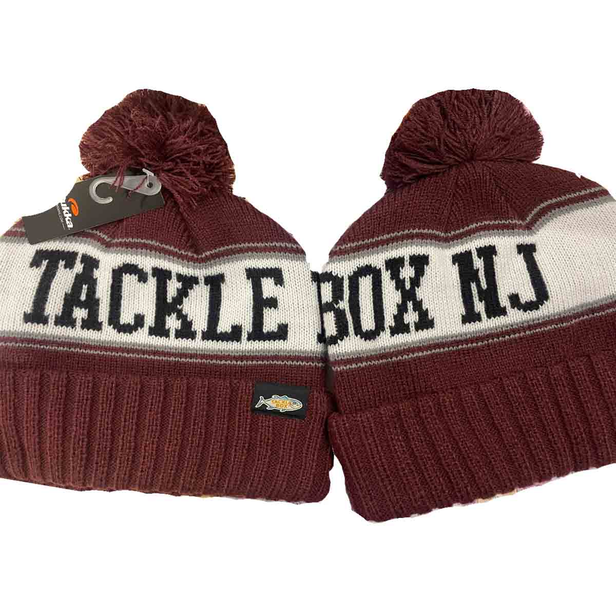 Tackle Box Pom Beanie - Maroon / White / Steel / Black