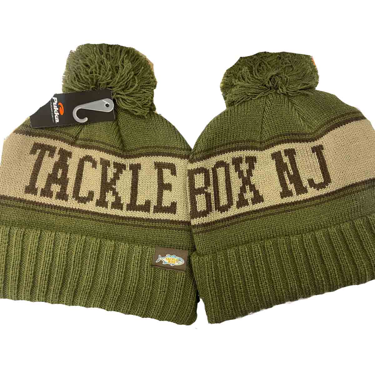 Tackle Box Pom Beanie - Olive / Khaki / Brown